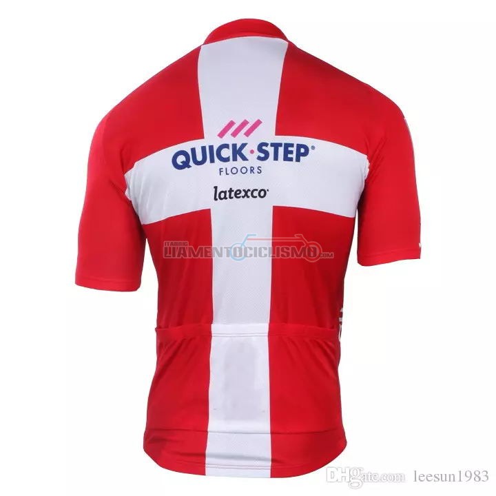 2018 2019 Abbigliamento Ciclismo Quick Step Floors Campione Danimarca Manica Corta 2018